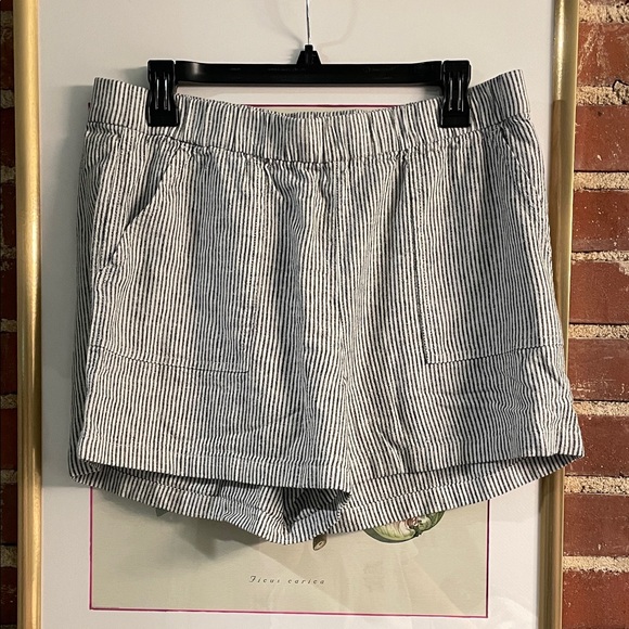 J. Crew Factory Pants - JCrew Striped Elastic-Waist Women’s Shorts - Blue/White